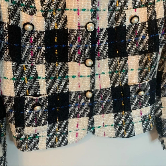 Vintage Linea Tweed Cropped Blazer Black Pink 10 - Picture 9 of 13
